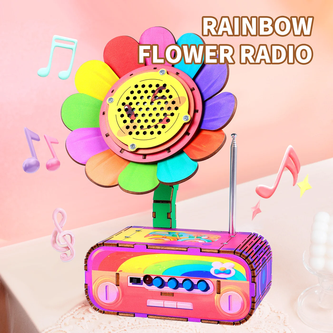 Flower-Shaped Wooden Radio (1)