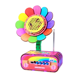 Flower-Shaped Wooden Radio