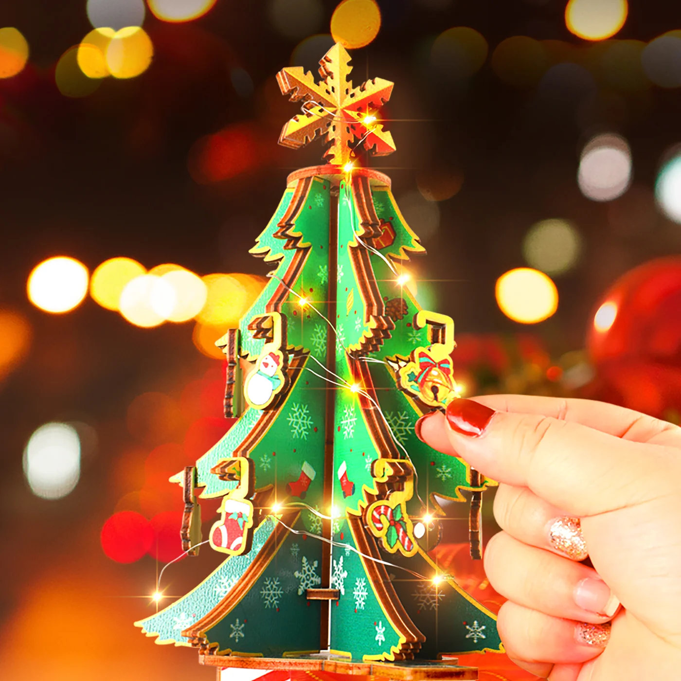 Wooden Christmas Tree Music Box (2)