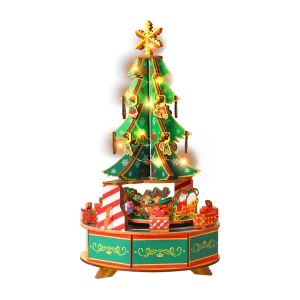 Wooden Christmas Tree Music Box