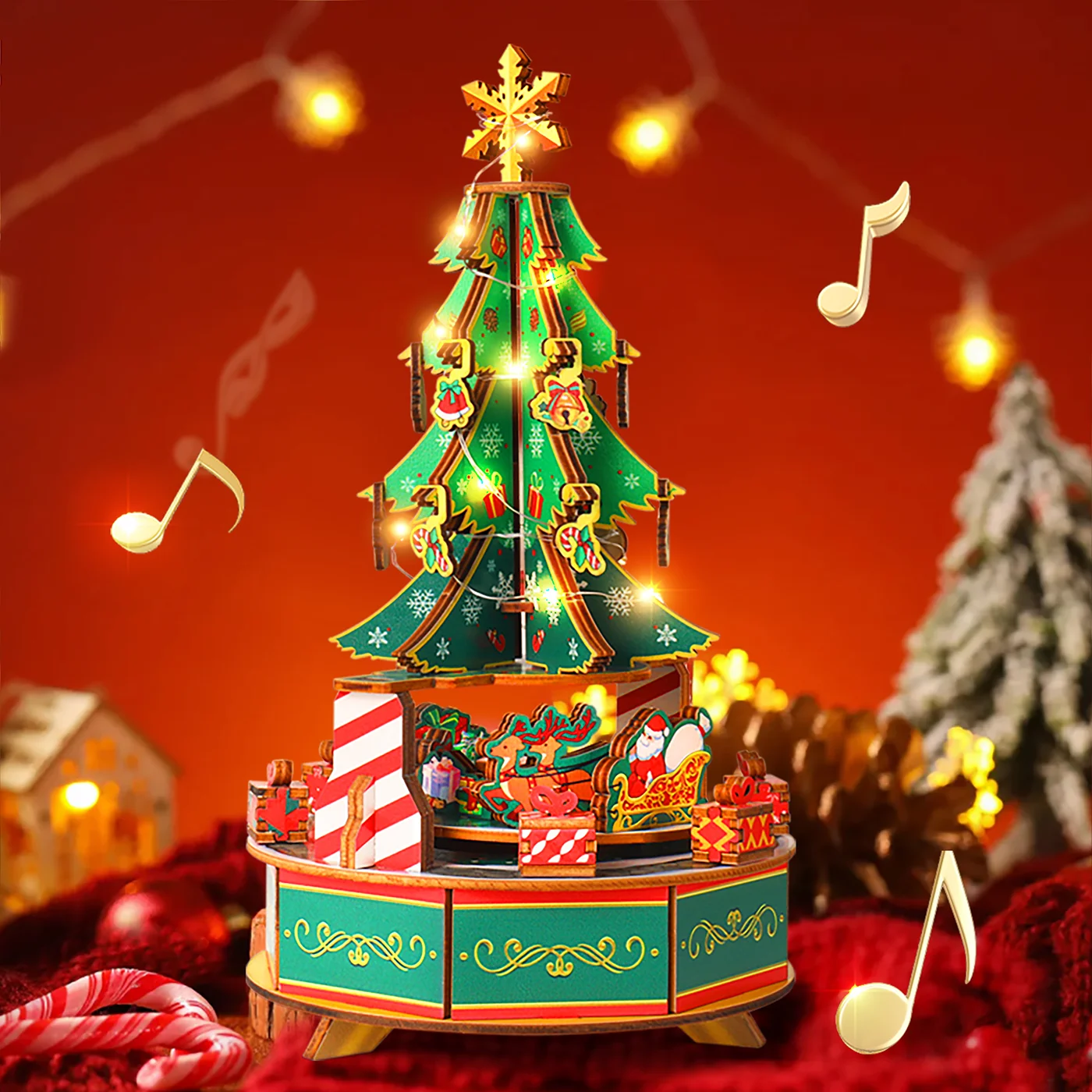 Wooden Christmas Tree Music Box (5)