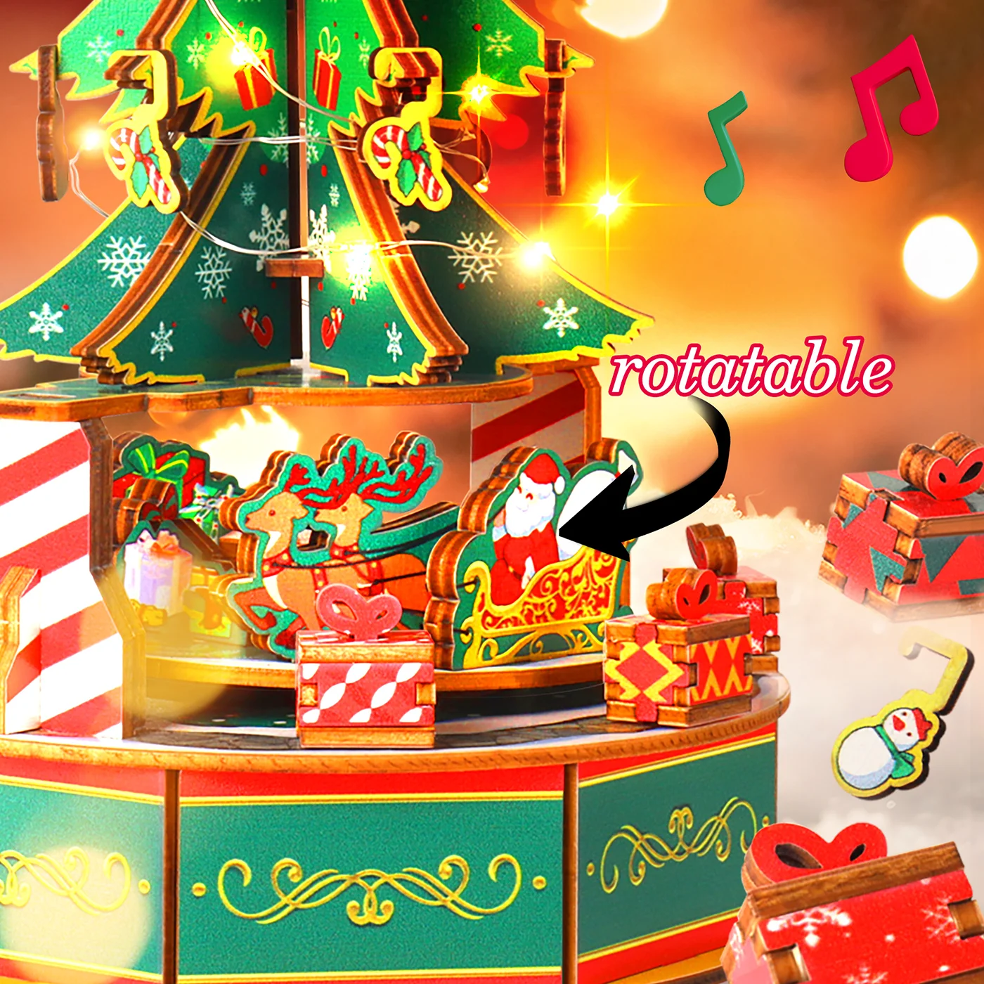 Wooden Christmas Tree Music Box (7)