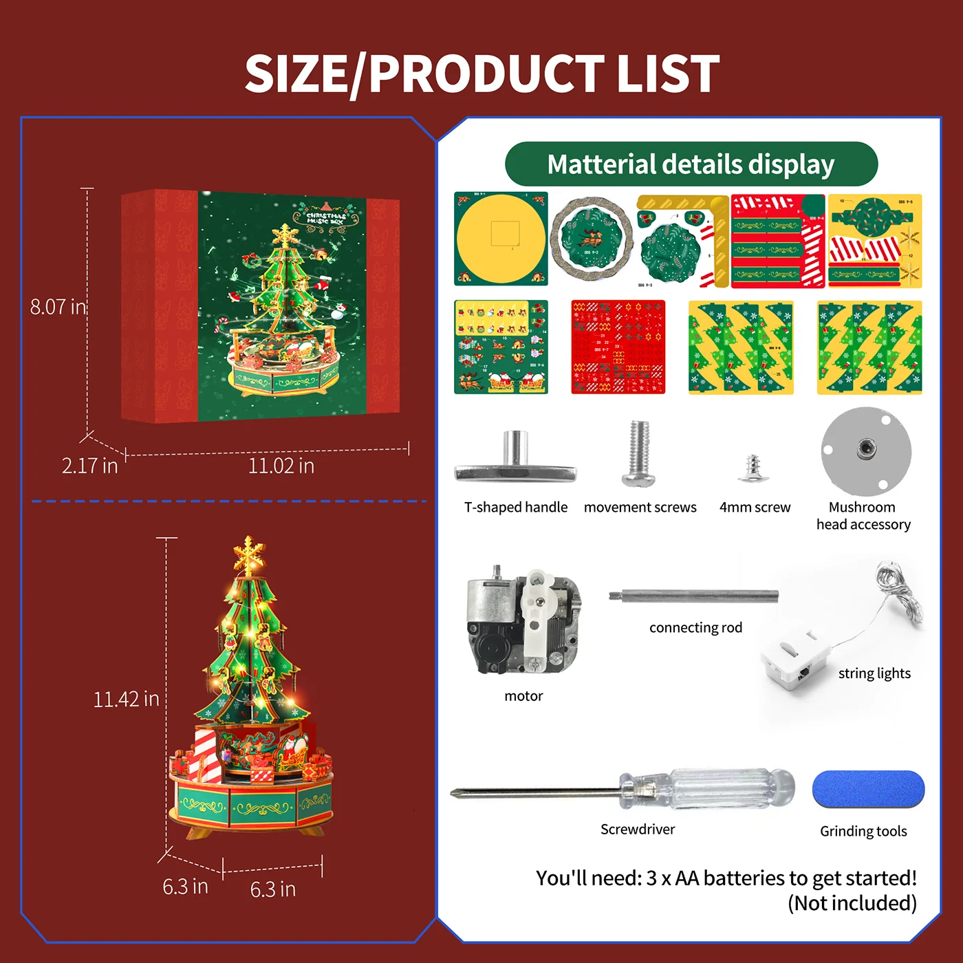 Wooden Christmas Tree Music Box (9)